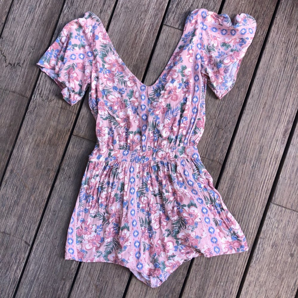 SALE!! O'Neill Floral Crossback Rosemary Pink Romper